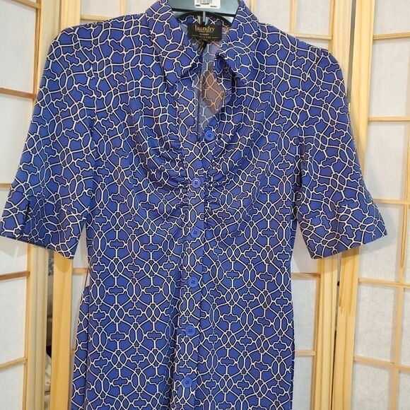 Laundry by Shelli Segal Blue Waist Tie Dress Sz 2P - Picture 4 of 8